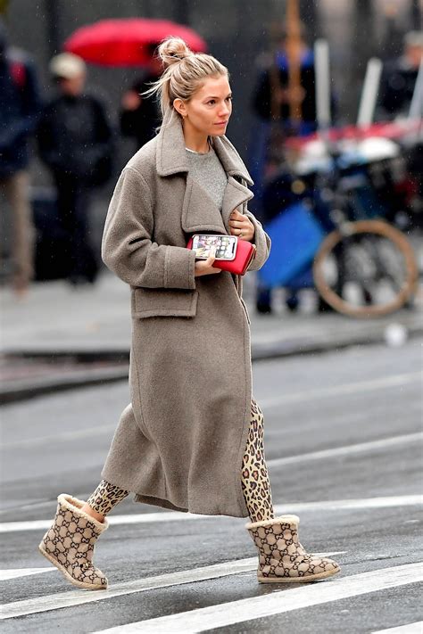 sienna miller gucci boots|Sienna Miller Upgrades Her Uggs For Gucci Woolly Boots.